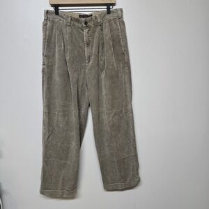 Abercrombie & Fitch Corduroy Pants Brown Causal Wide Leg Size 34x28 Mens Pleated